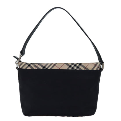 Burberry Nova Check Shoulder Bag Nylon Black Beige Auth bs14564