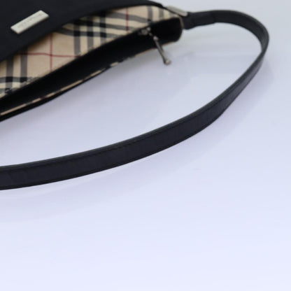 Burberry Nova Check Shoulder Bag Nylon Black Beige Auth bs14564
