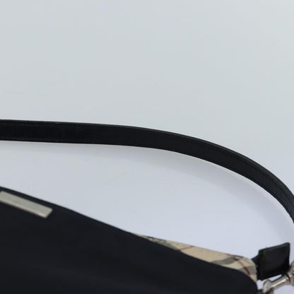 Burberry Nova Check Shoulder Bag Nylon Black Beige Auth bs14564
