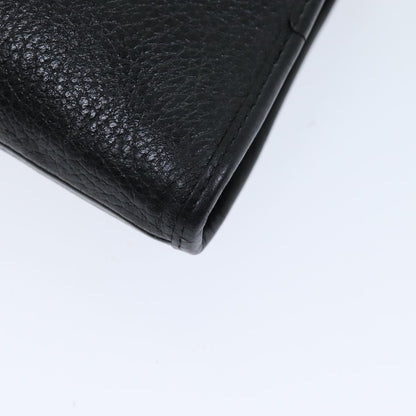 BurberrySs Clutch Bag Leather Black Auth bs14646