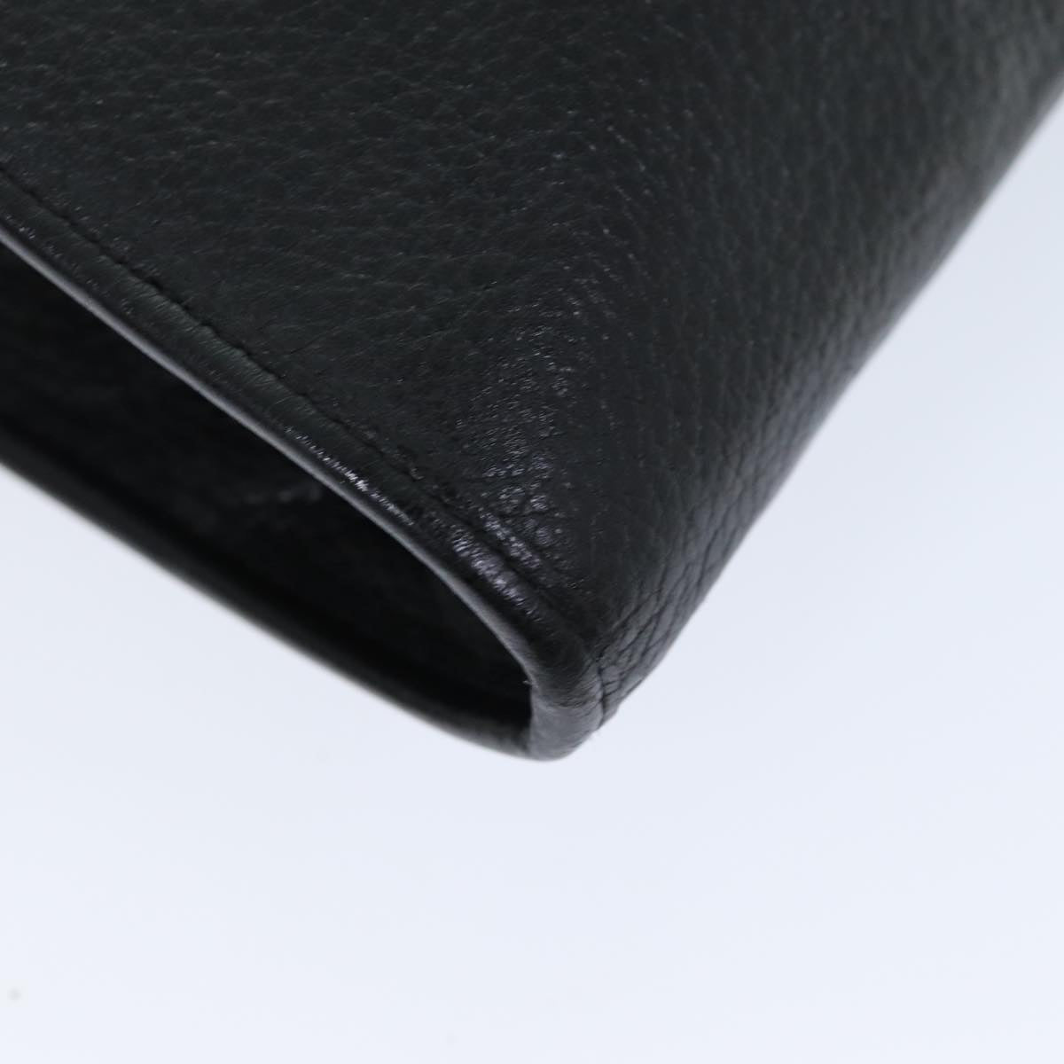 BurberrySs Clutch Bag Leather Black Auth bs14646