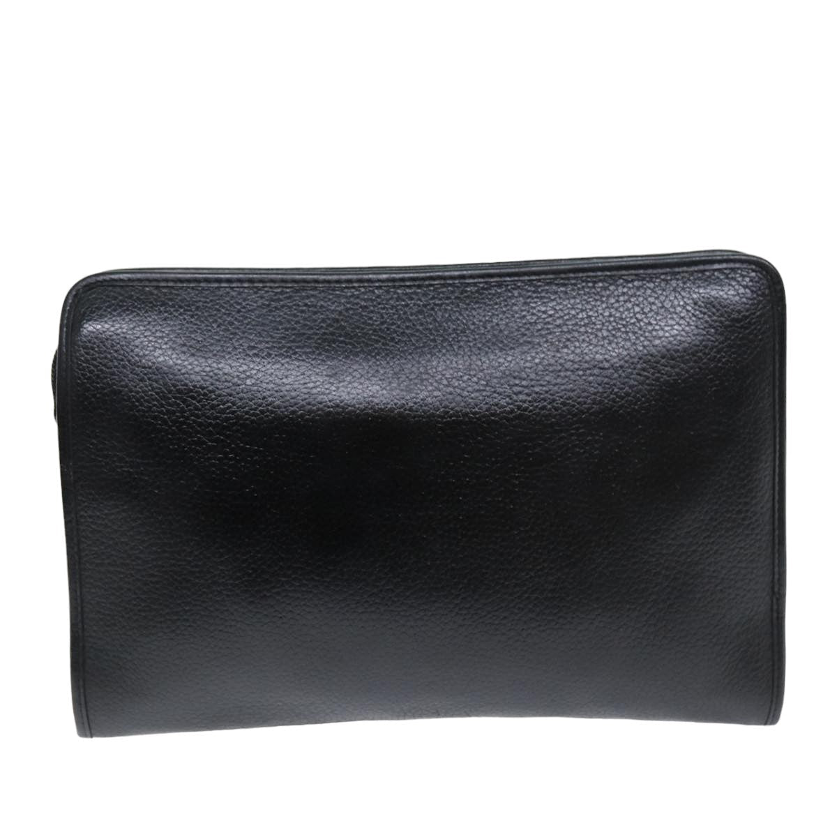 BurberrySs Clutch Bag Leather Black Auth bs14646