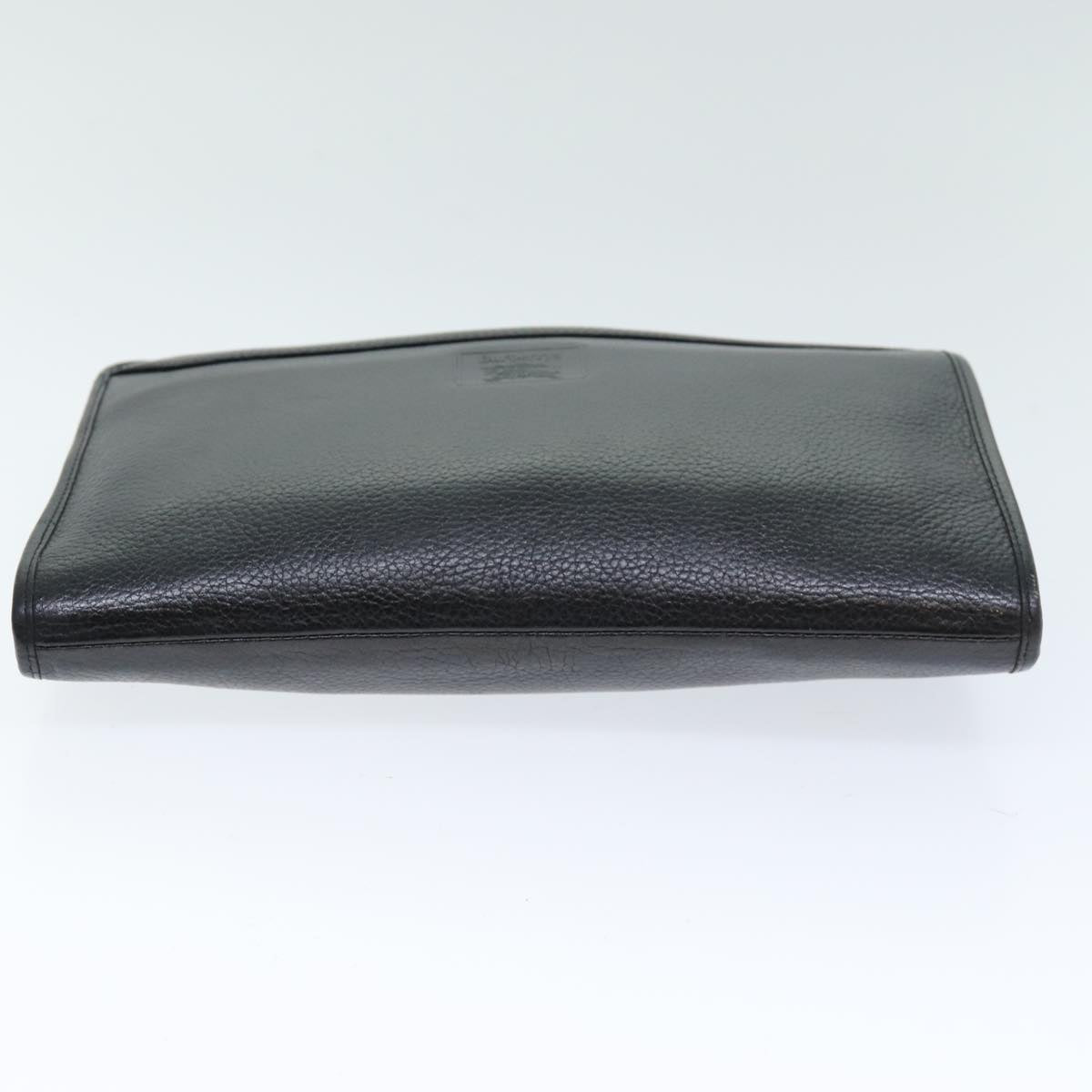 BurberrySs Clutch Bag Leather Black Auth bs14646