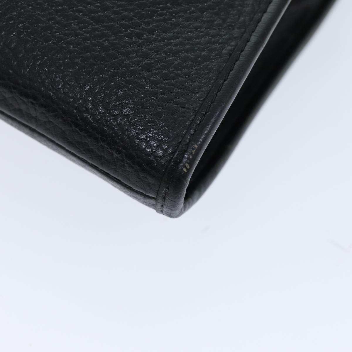 BurberrySs Clutch Bag Leather Black Auth bs14646