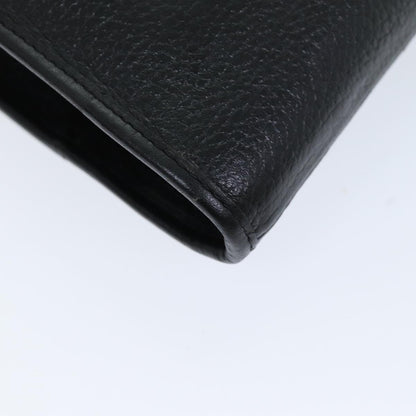BurberrySs Clutch Bag Leather Black Auth bs14646