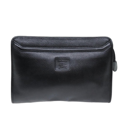 BURBERRYSs Clutch Bag Leather Black Auth bs14647