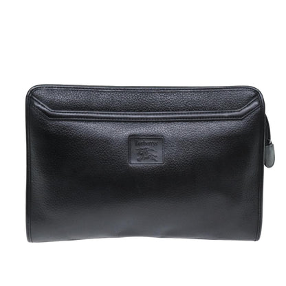 BURBERRYSs Clutch Bag Leather Black Auth bs14647