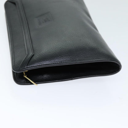 BURBERRYSs Clutch Bag Leather Black Auth bs14647