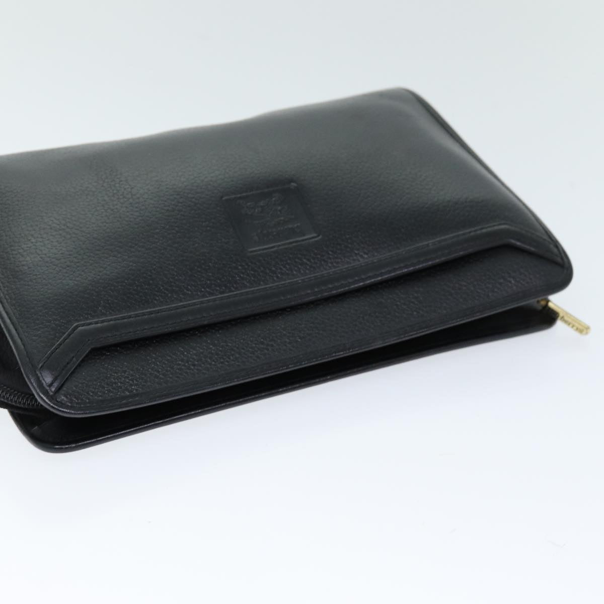 BURBERRYSs Clutch Bag Leather Black Auth bs14647