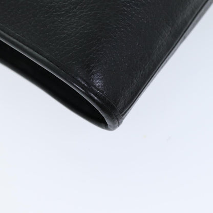 BURBERRYSs Clutch Bag Leather Black Auth bs14647
