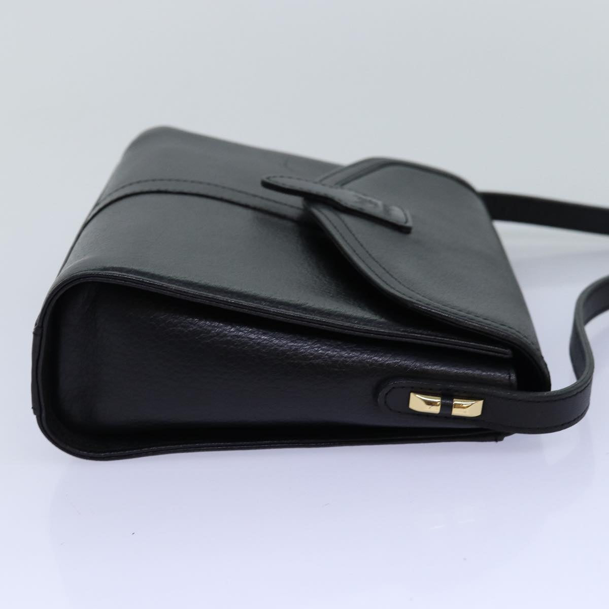 BURBERRYSs Shoulder Bag Leather Black Auth bs14648