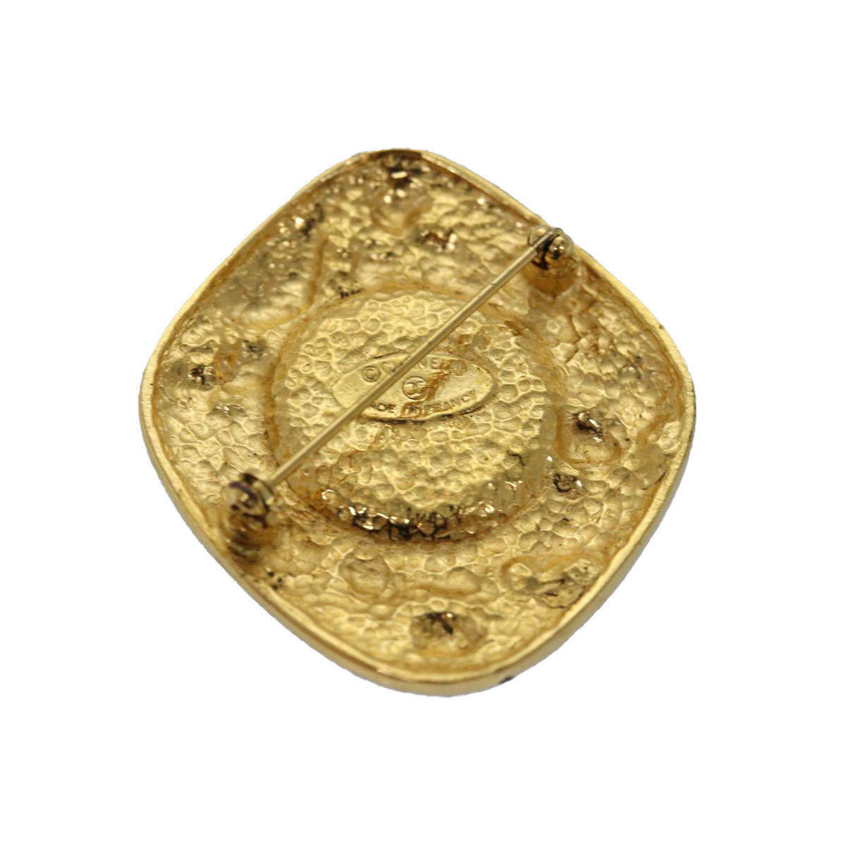 Chanel Brooch metal Gold CC Auth bs