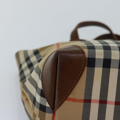 BURBERRYSs Nova Check Hand Bag Canvas Beige Auth bs14688