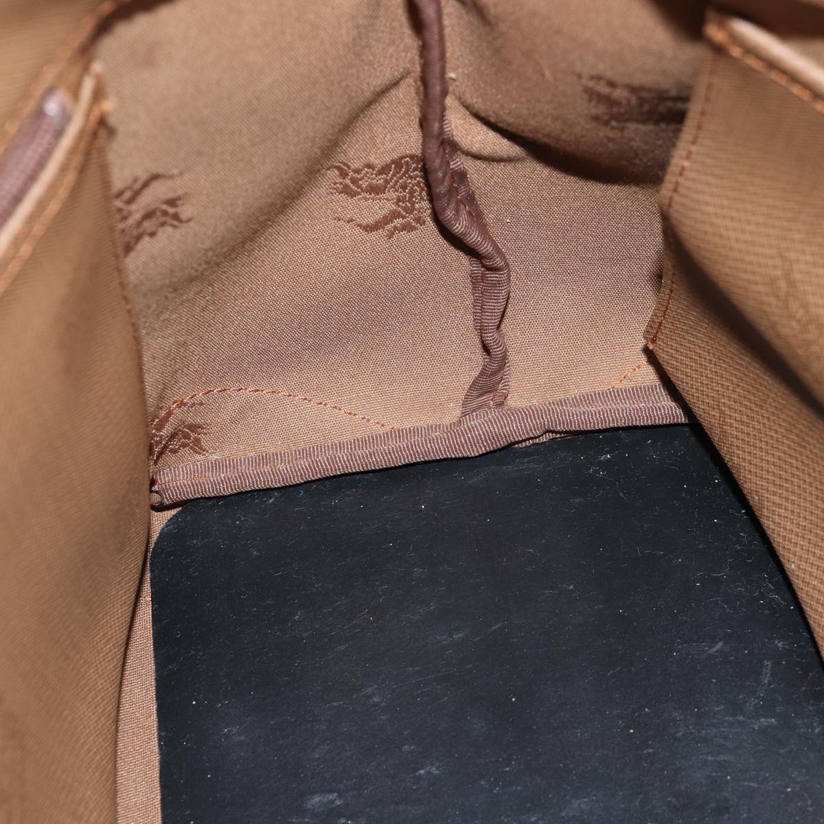 BURBERRYSs Nova Check Hand Bag Canvas Beige Auth bs14688