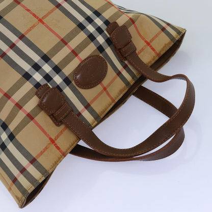 BURBERRYSs Nova Check Hand Bag Canvas Beige Auth bs14688