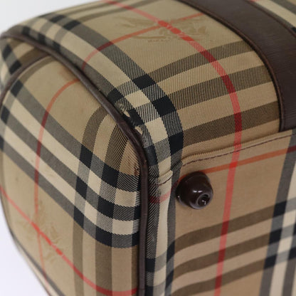 BURBERRYSs Nova Check Boston Bag Canvas Beige Auth bs14694