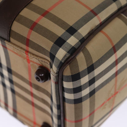 BURBERRYSs Nova Check Boston Bag Canvas Beige Auth bs14694