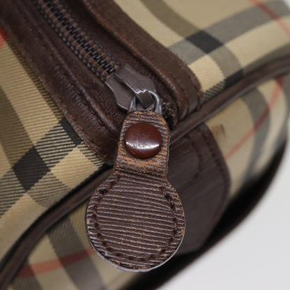 BURBERRYSs Nova Check Boston Bag Canvas Beige Auth bs14694