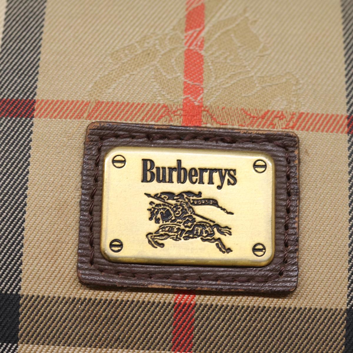 BURBERRYSs Nova Check Boston Bag Canvas Beige Auth bs14694