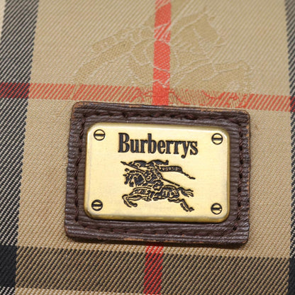 BURBERRYSs Nova Check Boston Bag Canvas Beige Auth bs14694