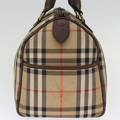 BURBERRYSs Nova Check Boston Bag Canvas Beige Auth bs14694