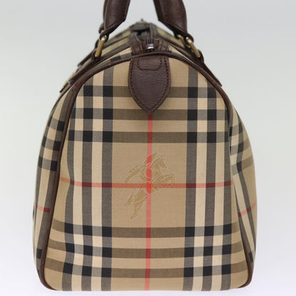 BURBERRYSs Nova Check Boston Bag Canvas Beige Auth bs14694
