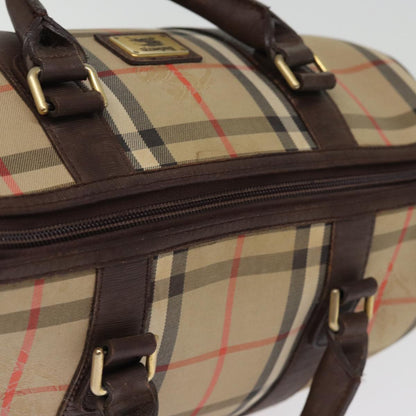 BURBERRYSs Nova Check Boston Bag Canvas Beige Auth bs14694