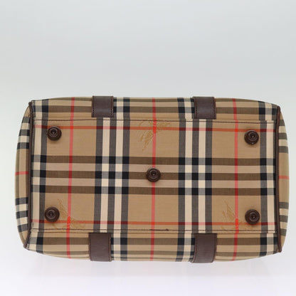BURBERRYSs Nova Check Boston Bag Canvas Beige Auth bs14694