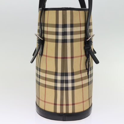 Burberry Nova Check Shoulder Bag PVC Leather Beige Auth bs14740