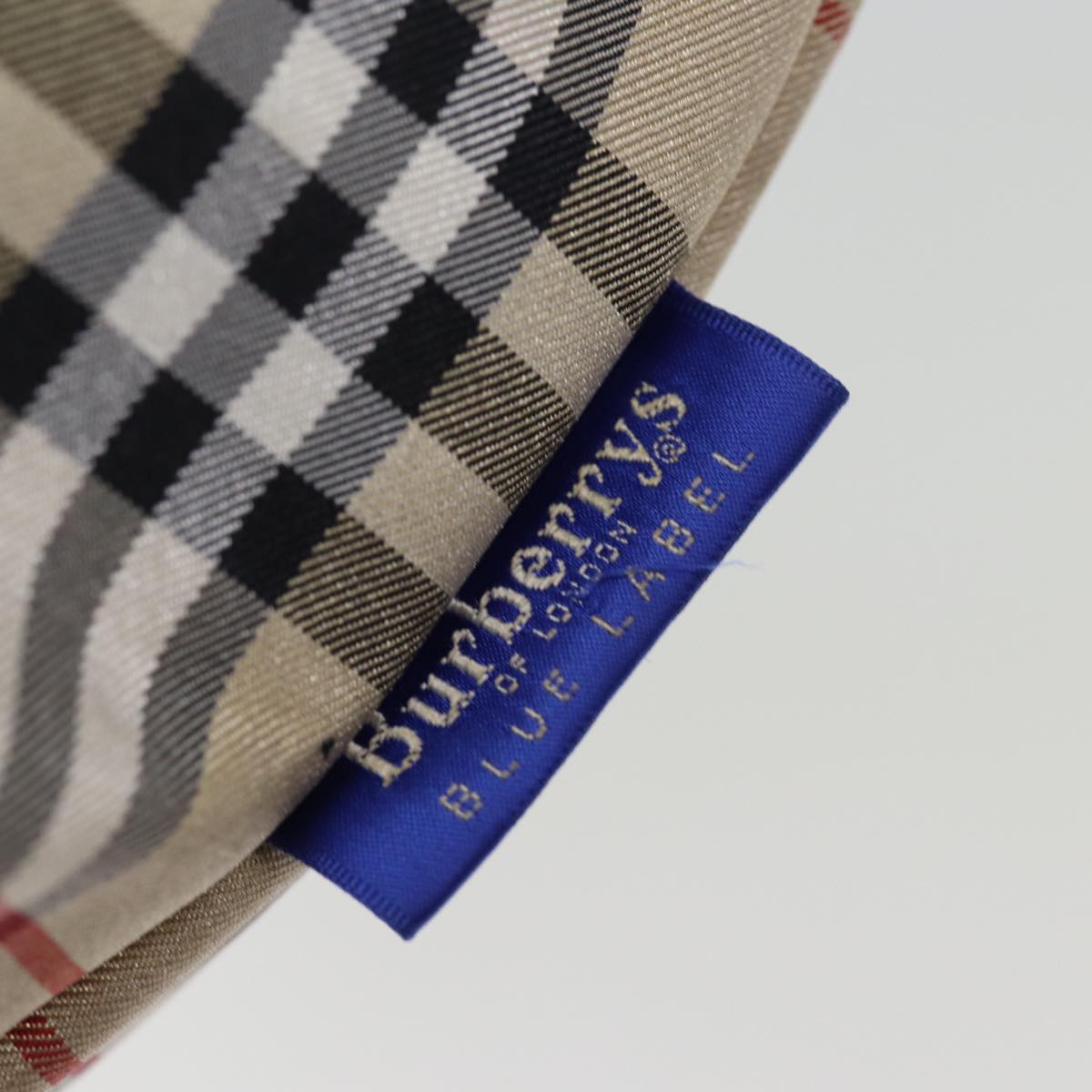 BURBERRYSs Nova Check Blue Label Hand Bag Nylon Beige Auth bs14769