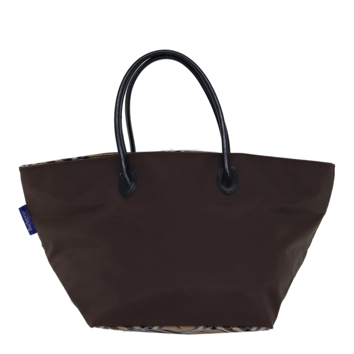 BurberrySs Nova Check Blue Label Tote Bag Nylon Beige Brown Auth bs14770