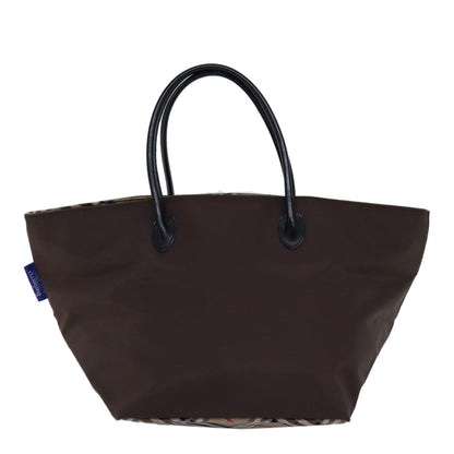 BurberrySs Nova Check Blue Label Tote Bag Nylon Beige Brown Auth bs14770