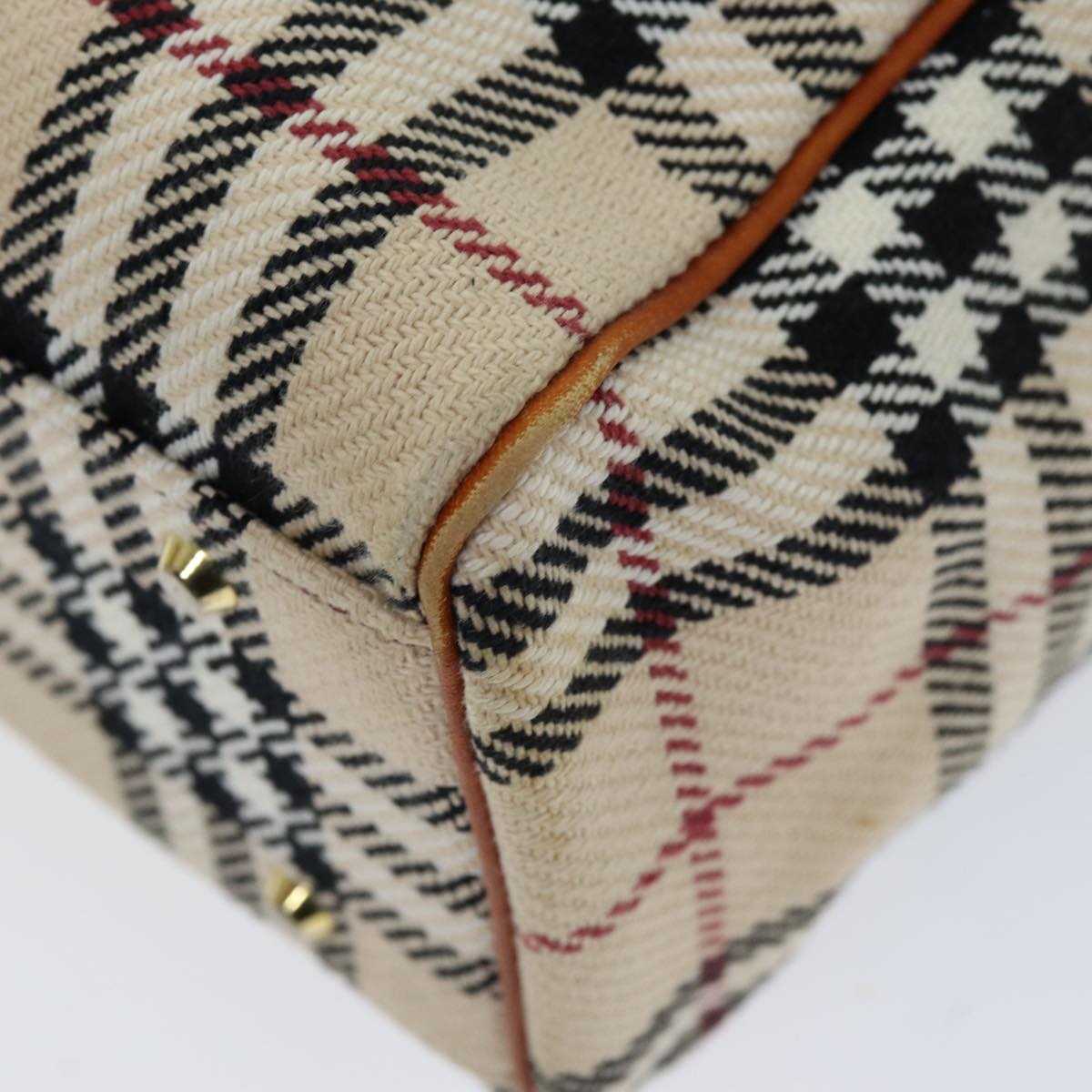 Burberry Nova Check Hand Bag Canvas Beige Auth bs14828
