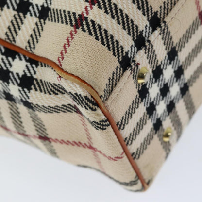 Burberry Nova Check Hand Bag Canvas Beige Auth bs14828