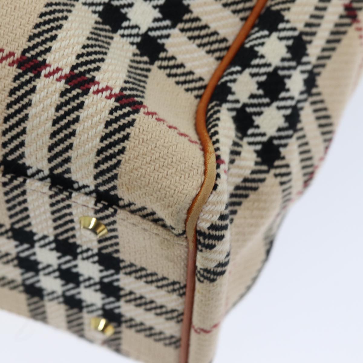 Burberry Nova Check Hand Bag Canvas Beige Auth bs14828
