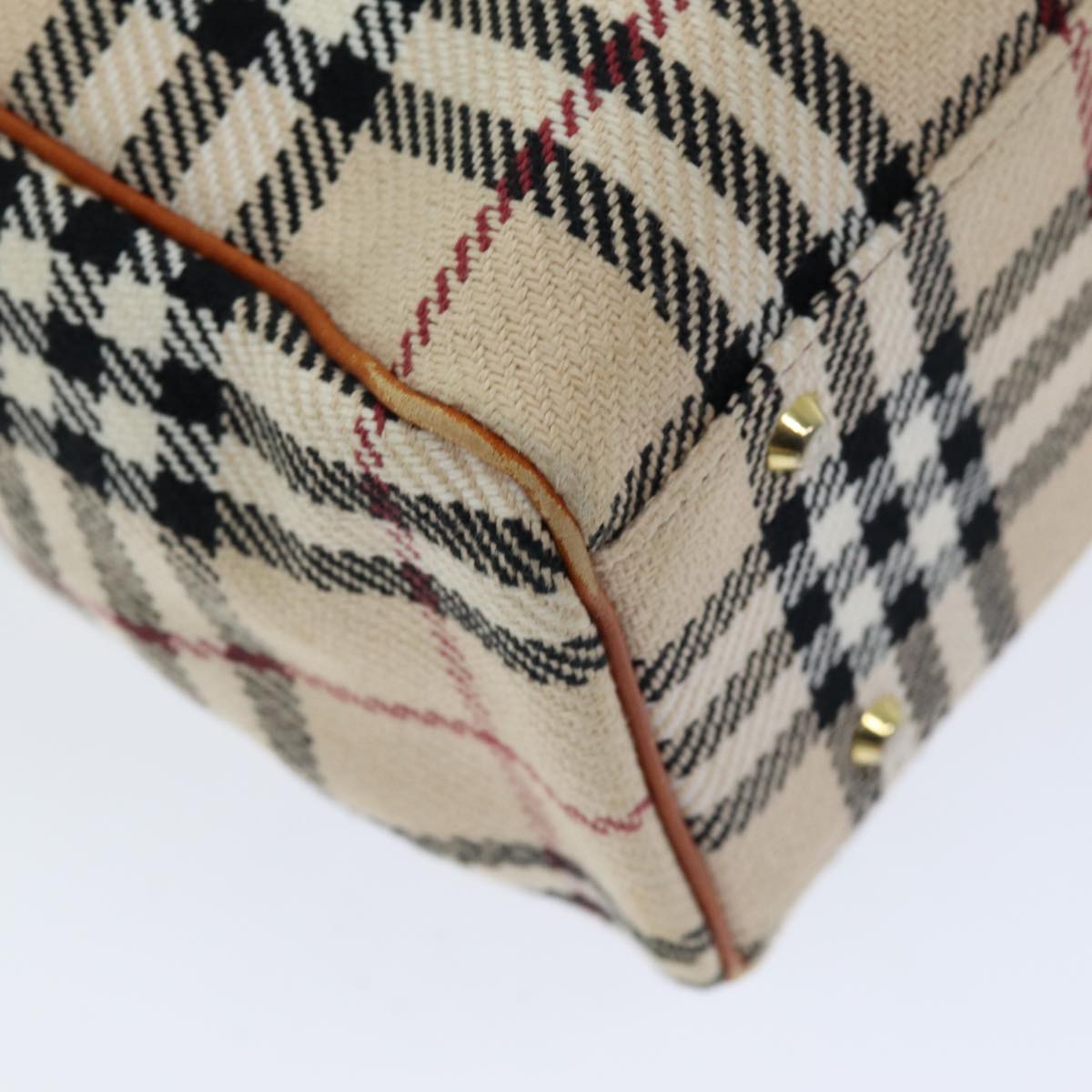 Burberry Nova Check Hand Bag Canvas Beige Auth bs14828