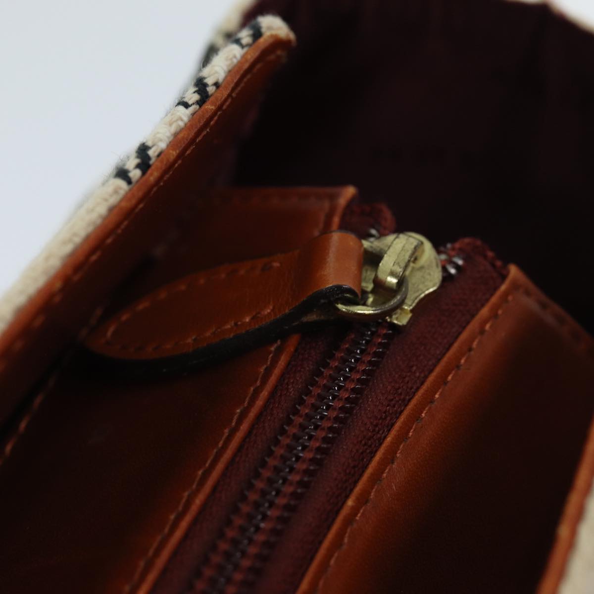 Burberry Nova Check Hand Bag Canvas Beige Auth bs14828