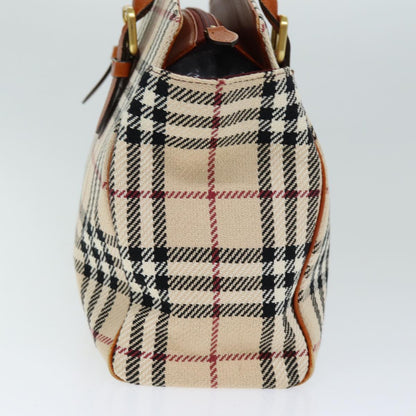 Burberry Nova Check Hand Bag Canvas Beige Auth bs14828