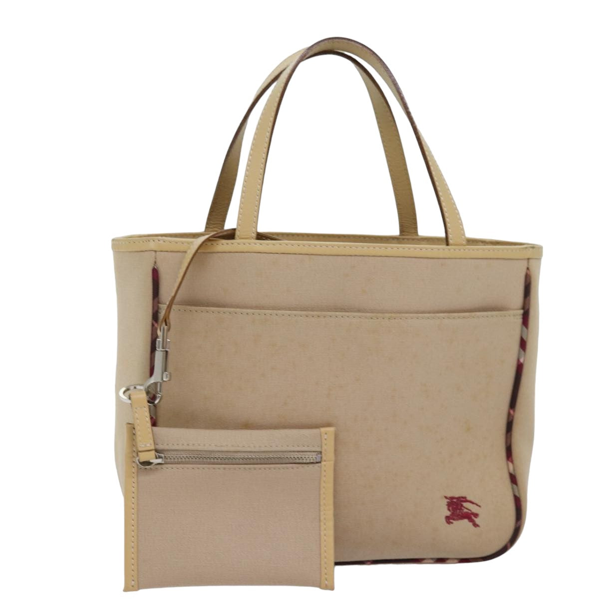 Burberry Blue Label Hand Bag Canvas Beige Auth bs14831