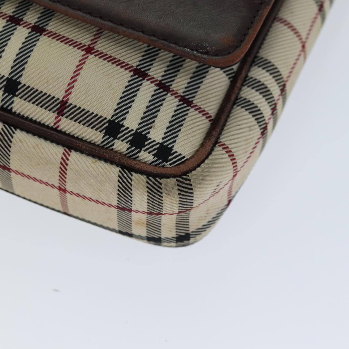 BURBERRY Nova Check Shoulder Bag Canvas Beige Auth bs14883