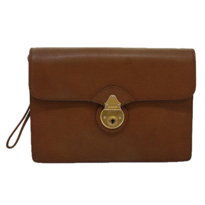 BURBERRYSs Clutch Bag Leather Brown Auth bs14900