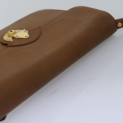 BURBERRYSs Clutch Bag Leather Brown Auth bs14900