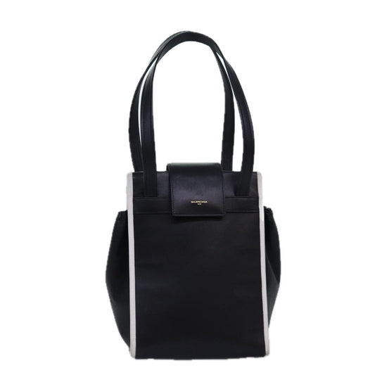 Balenciaga Shoulder Bag Leather Black Auth bs14918