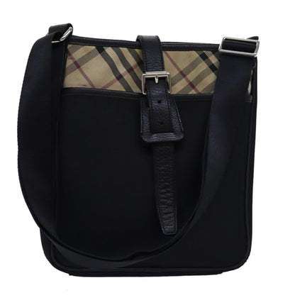 BURBERRY Nova Check Shoulder Bag Nylon Beige Black Auth bs14923