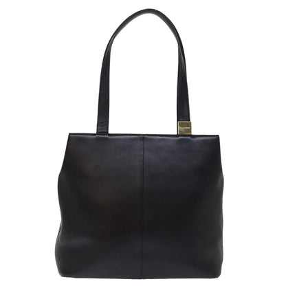 BURBERRY Tote Bag Leather Black Auth bs14933