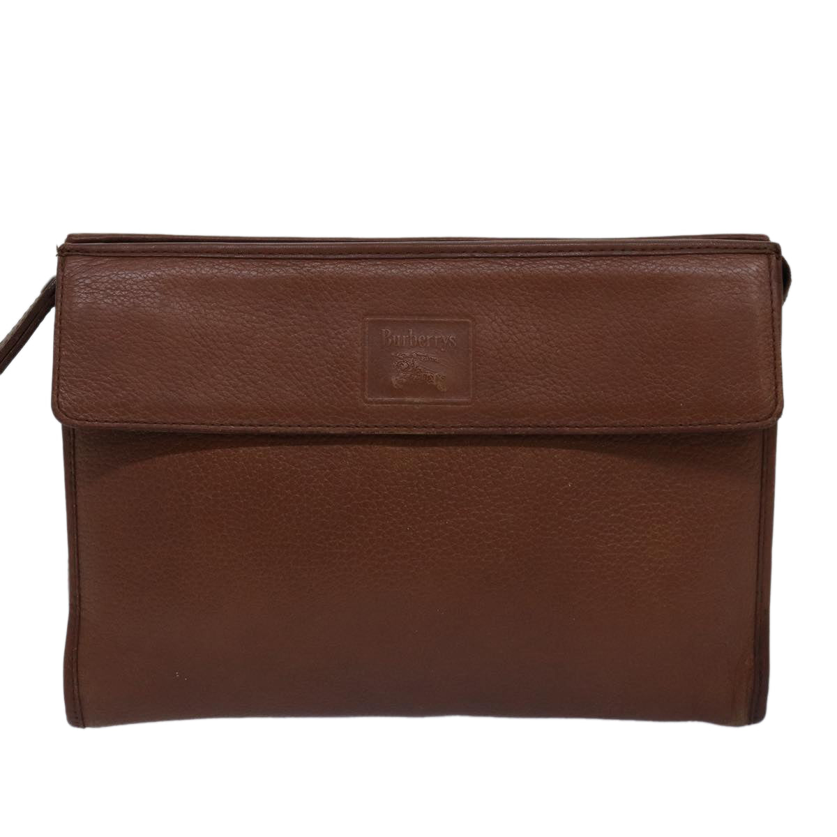 BURBERRYSs Clutch Bag Leather Brown Auth bs14953