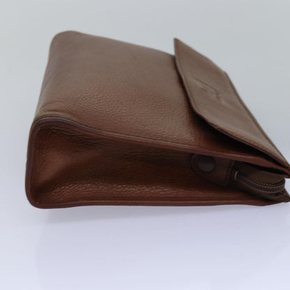 BURBERRYSs Clutch Bag Leather Brown Auth bs14953