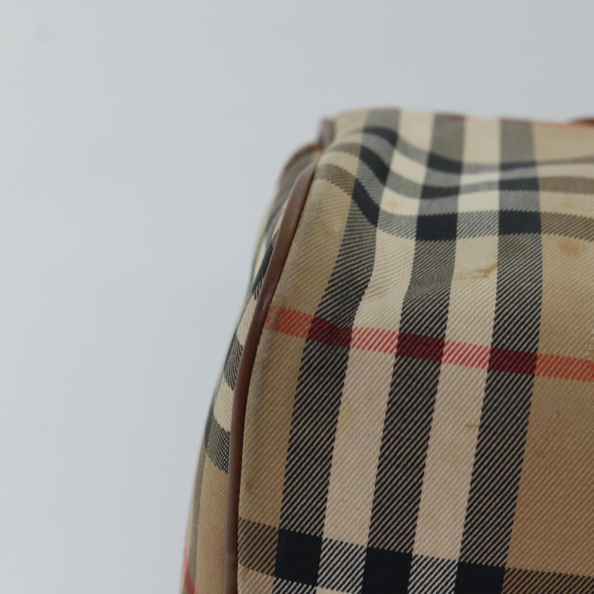BURBERRYSs Nova Check Hand Bag Canvas Beige Auth bs14956