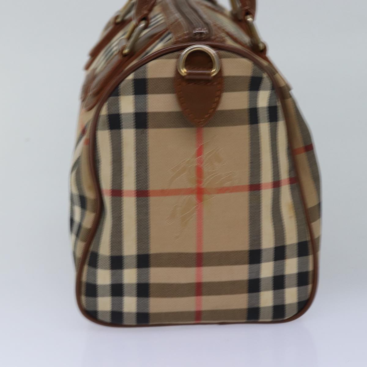 BURBERRYSs Nova Check Hand Bag Canvas Beige Auth bs14956