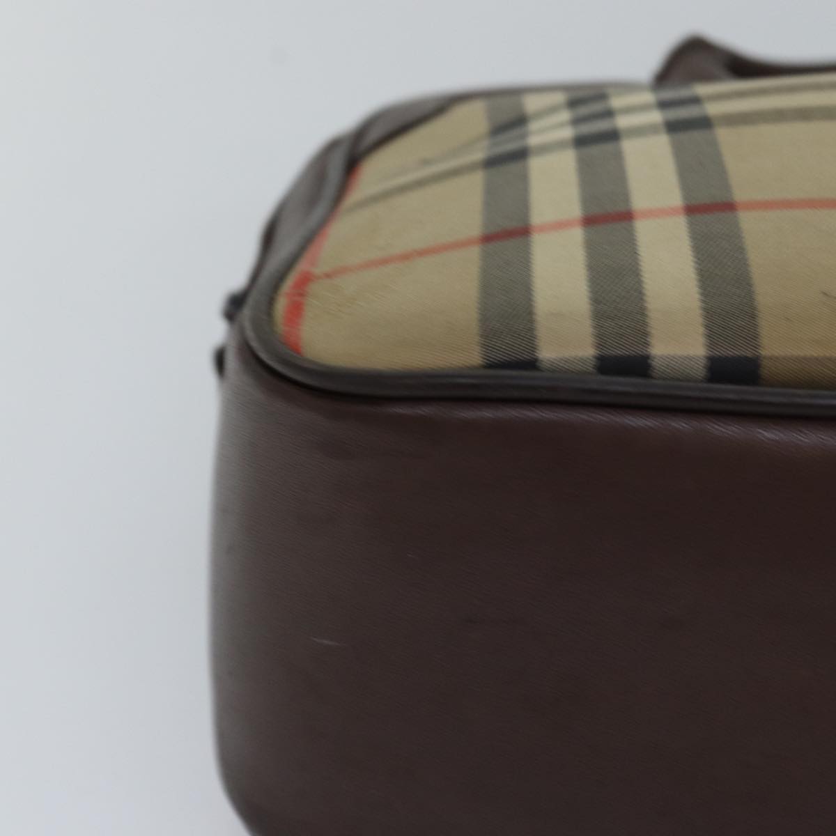 BURBERRYSs Nova Check Hand Bag Canvas Beige Auth bs14957
